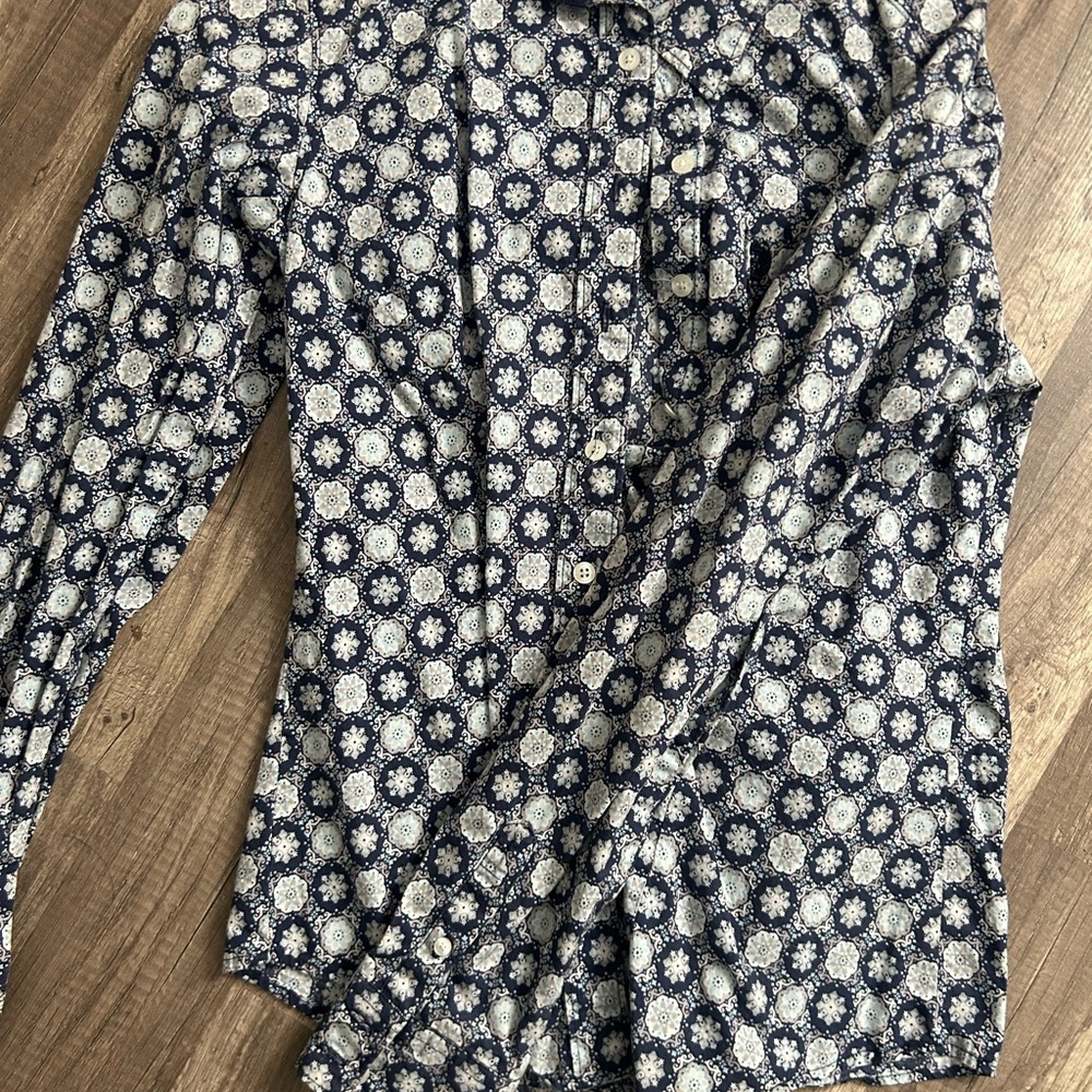 Womens Navy Floral Pattern Shirt